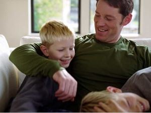 Dad and two kids